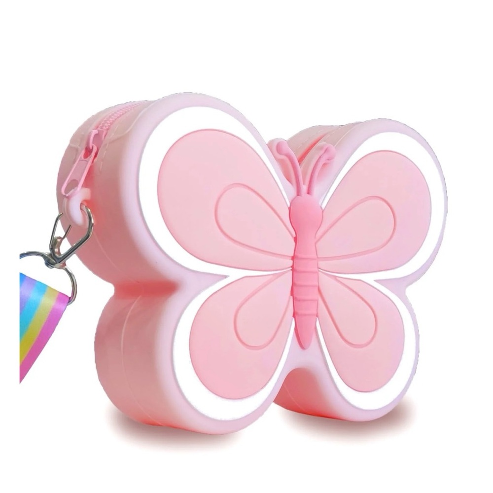 Cute Butterfly NWOT Silicone Coin Purse Crossbody Bag for Girls Adjustable Strap